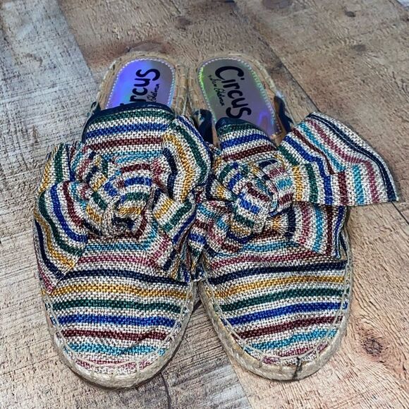 Circus Sam Edelman Lulu Striped Bow Espadrille mules - Picture 1 of 14